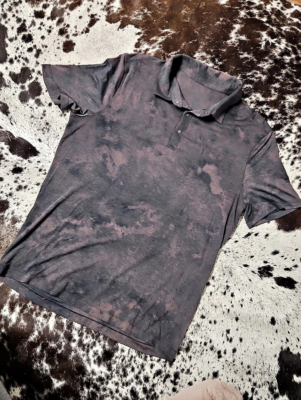 Black Tie-Dye Short Sleeve Polo